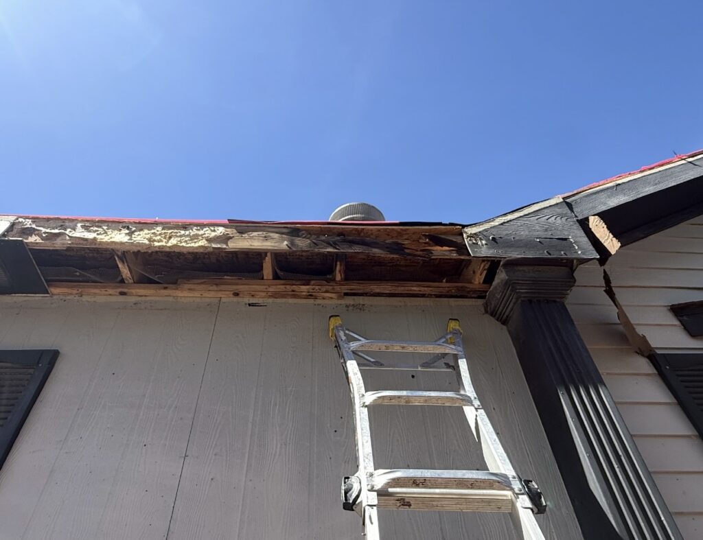 Damaged eaves after deteriorated material was removed in Boerne TX