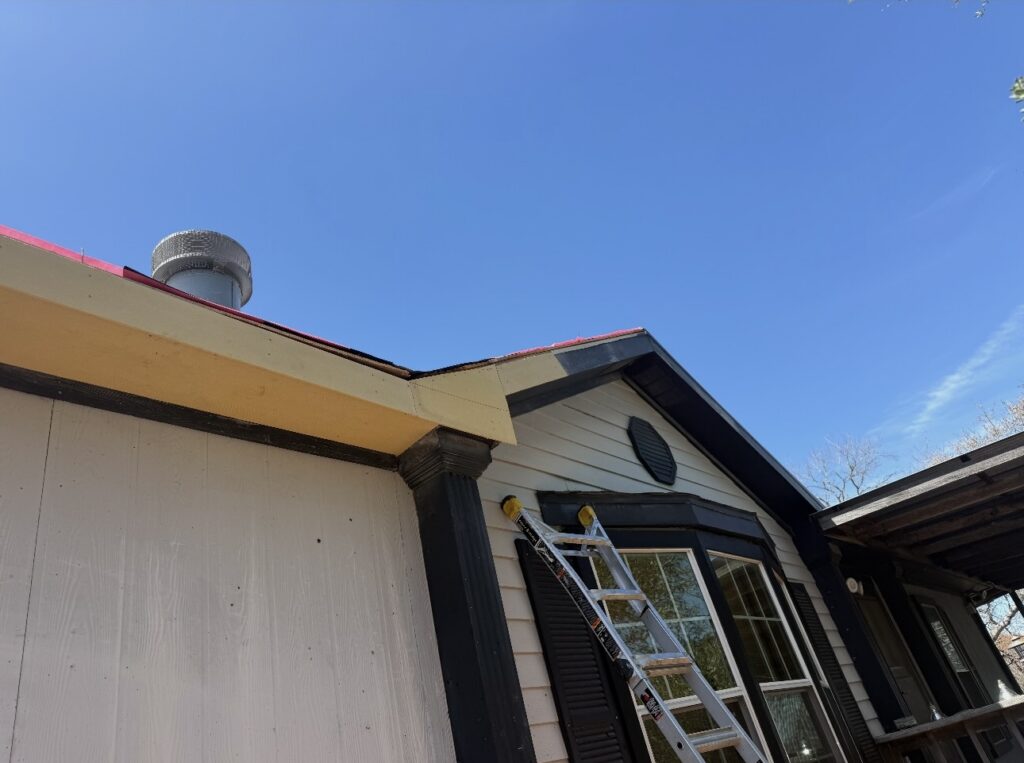Eaves repair in progress along the roofline in Boerne TX
