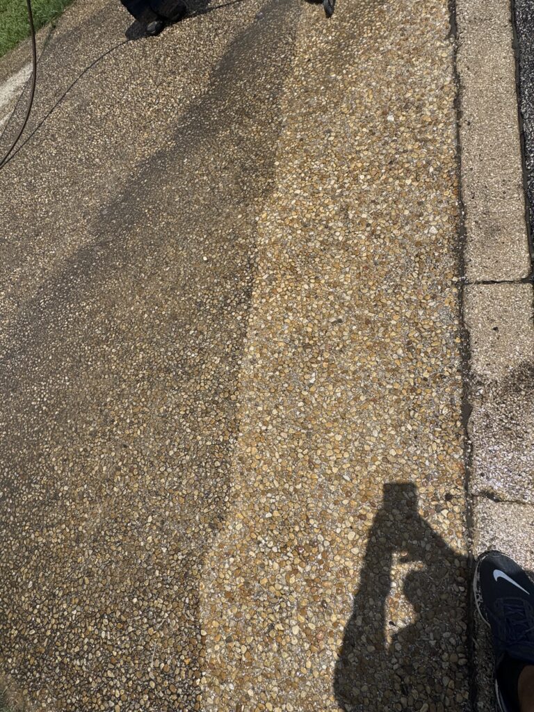 Before and after concrete cleaning comparison in San Antonio