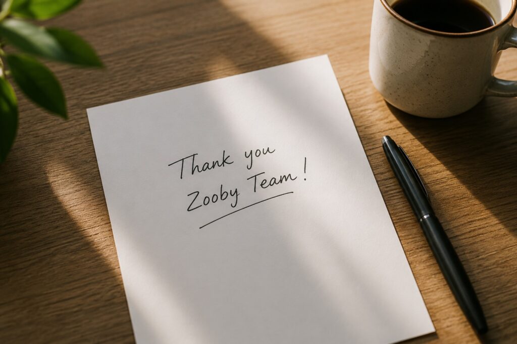 Testimonial. Thanks to Zooby