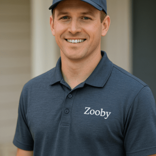 Zooby Technician – Stone Oak Home Maintenance Expert Zooby home services professional standing outside a home in Stone Oak, Texas